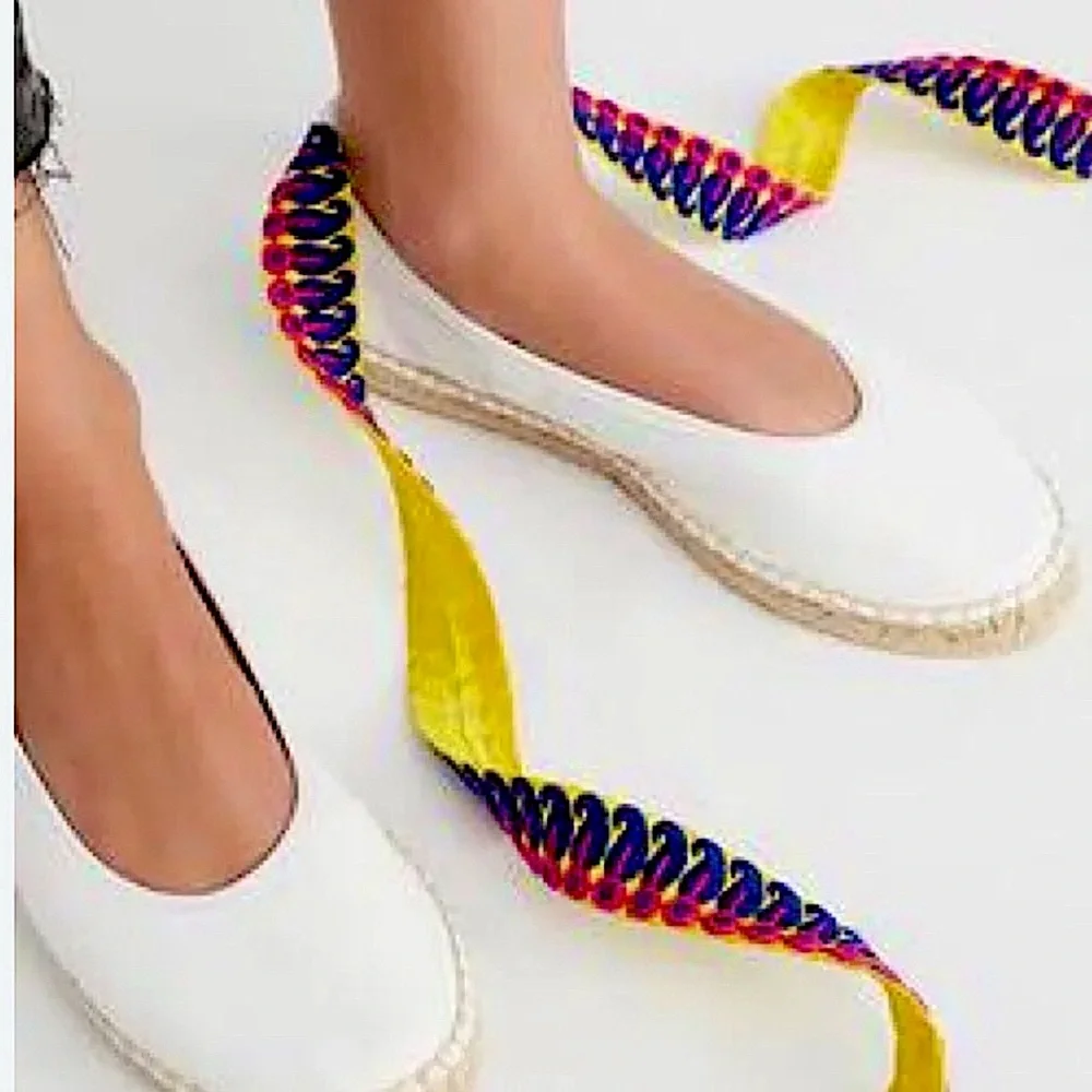 NEW Free People Maya Wrap Espadrille White Leather SIZE 7.5